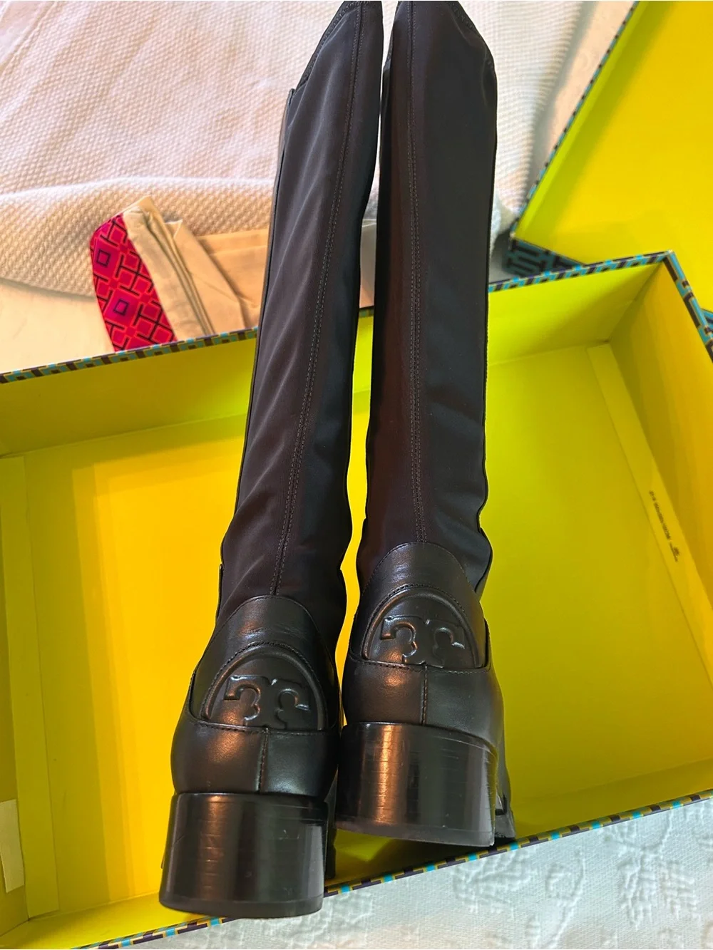 Tory Burch Black Over-the-Knee Leather Boots